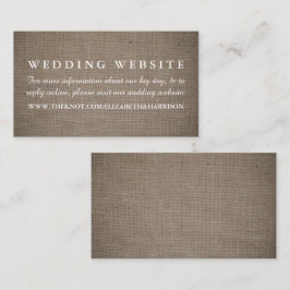 Cartão De Informações Site de Casamento Rustic Burlap