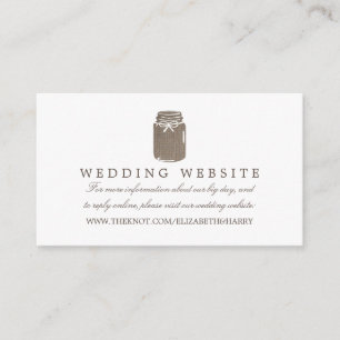 Cartão De Informações Site de Casamento Rustic Burlap Mason Jar