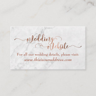 Cartão De Informações Site de Casamento Script de cobre e mármore bran