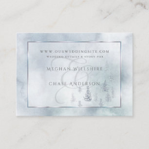 Cartão De Informações Site de Casamento   Silver Blue Winter Wonderland