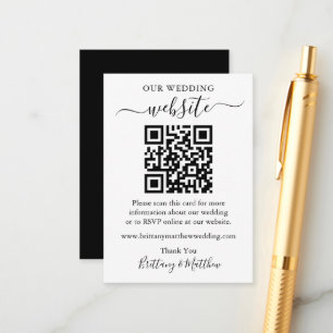 Cartão De Informações Site de Casamento Simples Minimalista QR Branco Pr