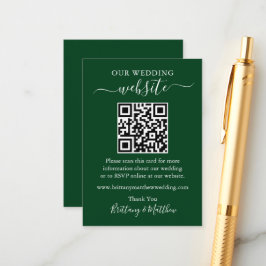 Cartão De Informações Site de Casamento Simples Minimalista QR Green