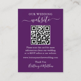 Cartão De Informações Site de Casamento Simples Minimalista QR Roxo