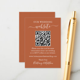 Cartão De Informações Site de Casamento Simples Minimalista QR Terracota