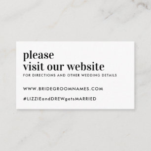 Cartão De Informações Site de Casamento Simples sobre Tipografia Moderna