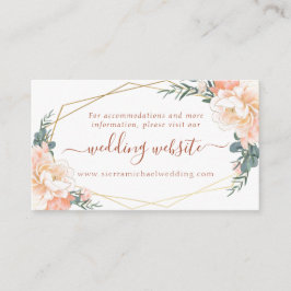 Cartão De Informações Site de Casamento Terracota Dourada com Creme de P