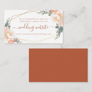 Cartão De Informações Site de Casamento Terracota Dourada com Creme de P
