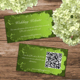 Cartão De Informações Site de Casamento Verde Elegante Chartreuse