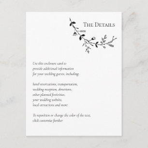 Cartão De Informações Site de Casamento Vine Scroll, RSVP, Detalhes