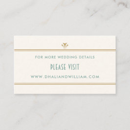 Cartão De Informações Site de Casamento Vintage Art Déco em Verde Menta 