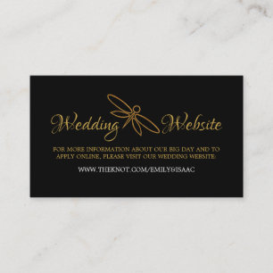 Cartão De Informações Site de Casamento Vintage Gold Foil Dragonfly