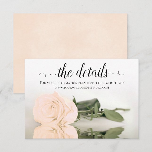Cartão De Informações Site de Detalhes de Casamento Rosa Peônia Reflexiv (Frente/Verso)