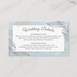 Cartão De Informações Site de Detalhes do Casamento Botânico de Prata El