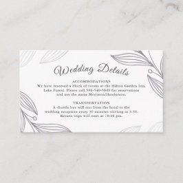 Cartão De Informações Site de Detalhes do Casamento Botânico de Prata El