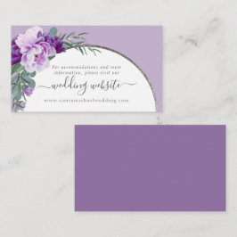 Cartão De Informações Site de Noiva com Arco de Prata com Floral Roxo El