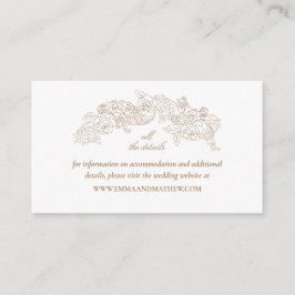 Cartão De Informações Site de Noivado Elegante Dourado Marrom