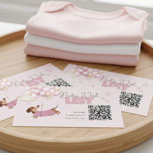 Cartão De Informações Site de Registro de Bebê Código QR Dachshund Rosa