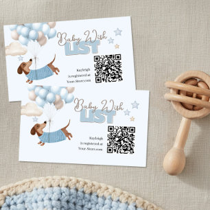 Cartão De Informações Site de Registro de Bebê com Código QR Dachshund A