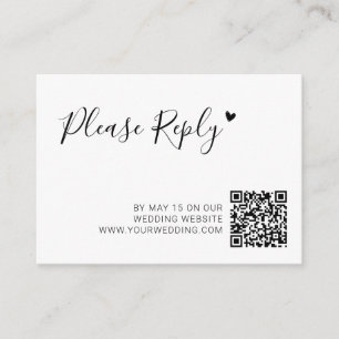 Cartão De Informações Site de RSVP de casamento com código QR do coração