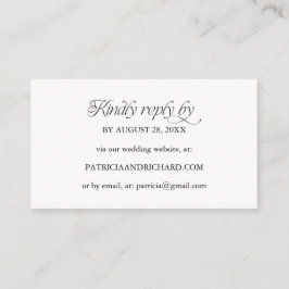 Cartão De Informações Site de RSVP Online Minimalista para Casamento