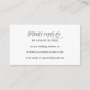 Cartão De Informações Site de RSVP Online Minimalista para Casamento
