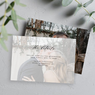 Cartão De Informações site do casamento detalhes de foto minimalista