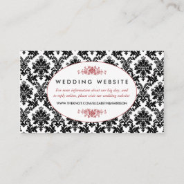 Cartão De Informações Site do Casamento tema damasco vermelho, preto e b