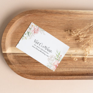 Cartão De Informações Site Dourado de Casamento Floral de Folhagem Verde