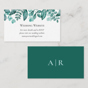 Cartão De Informações Site Elegante Teal Greenery Wedding