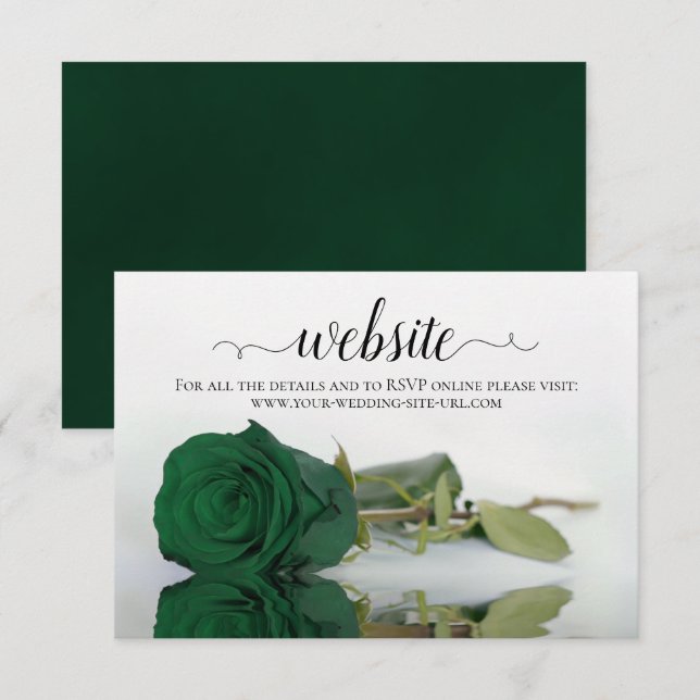 Cartão De Informações Site Emerald Green - Rosa Elegant Wedding (Frente/Verso)