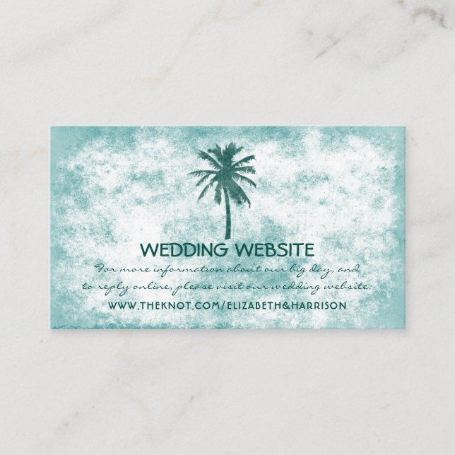 Cartão De Informações Site Tropical Palm Tree Beach Wedding (Frente)