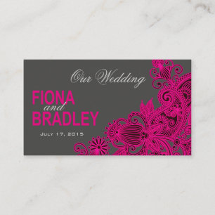 Cartão De Informações Sítio de Casamento de Paisley Asttec - fuschia