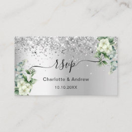 Cartão De Informações Sítio de casamento floral em prata RSVP Código QR