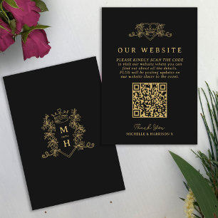 Cartão De Informações Sítio de código QR de casamento ama monograma da c