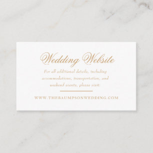 Cartão De Informações Sítio Web Delicate Ivory e Dourado Script Wedding