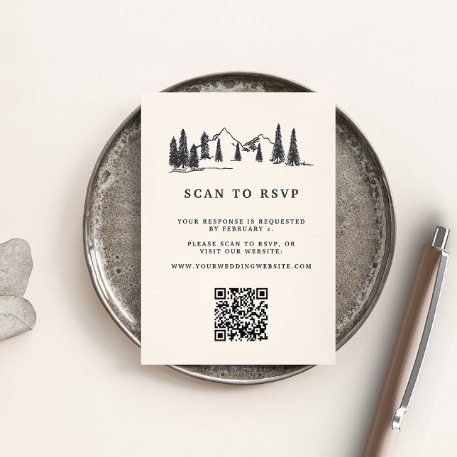 Cartão De Informações Sketch Wedch QR Code Website RSVP (Criador carregado)