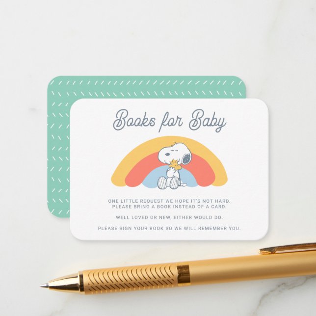 Cartão De Informações Snoopy & Woodstock Rainbow Books for Baby Enclosur (Frente/Verso In Situ)