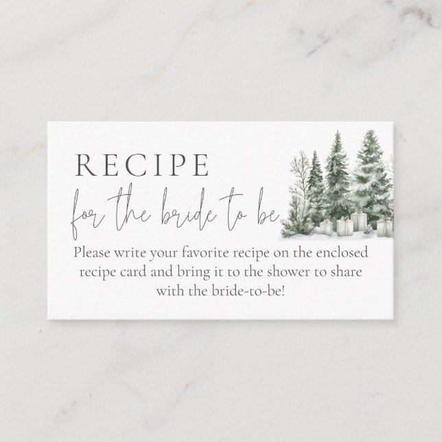 Cartão De Informações "Snow In love" "Receita de Chá para a Noiva" (Frente)