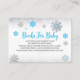 Cartão De Informações Snowflake Blue & Silver Baby Shower Book Request