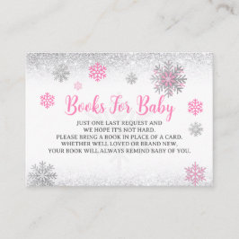 Cartão De Informações Snowflake Pink & Silver Baby Shower Book Request