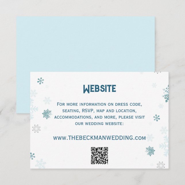 Cartão De Informações Snowflake Winter Wonderland Wedding Website (Frente/Verso)