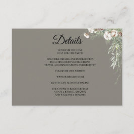 Cartão De Informações Snowy Greenery Florals Enclosure Card Details