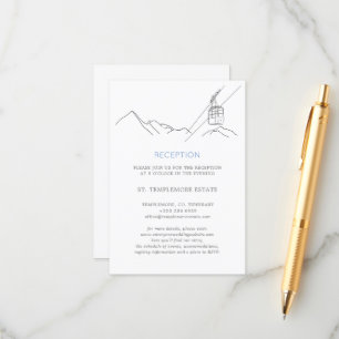 Cartão De Informações Snowy Ski Slopes Cable Cable Recepção de casamento