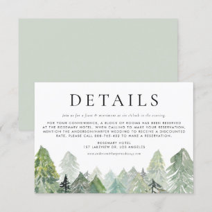 Cartão De Informações Snowy Watercolor Winter Evergreen Forest Detalhes