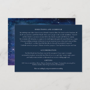 Cartão De Informações Sob as estrelas a arte azul roxo detalhes do casam