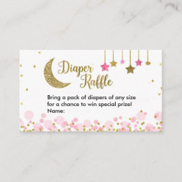 Cartão De Informações Sobre a Chá de fraldas rosa-lua - Fralda Raffle