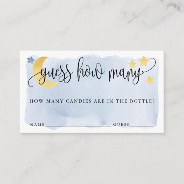 Cartão De Informações Sobre a Lua, Azul Adivinha Quantas Cartas De Jogo (Frente)