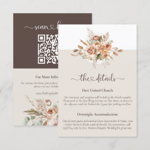 Cartão de Informações sobre Casamento Floral Flora