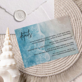 Cartão De Informações Sobre Os Detalhes Do Casamento Da Praia Watercolor