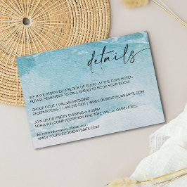 Cartão De Informações Sobre Os Detalhes Do Casamento Da Praia Watercolor